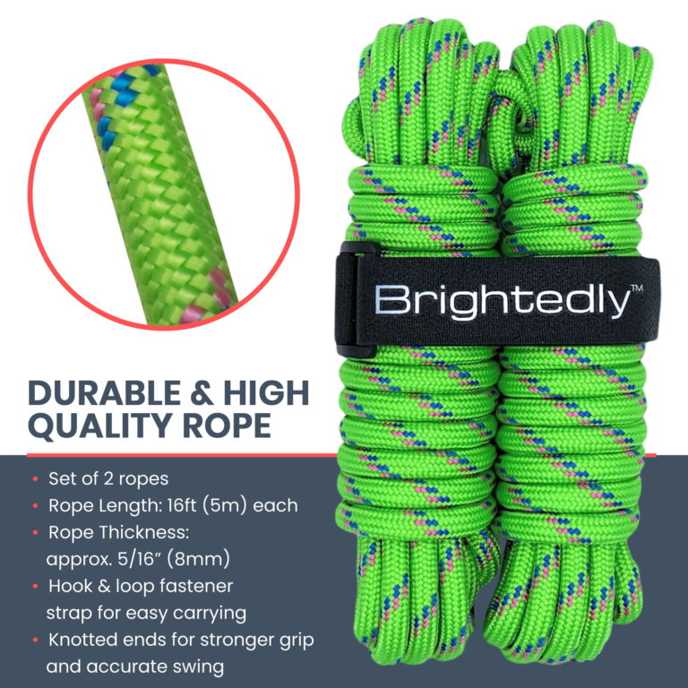 Brightedly 16ft (5m) Double Dutch Jump Rope Set Green